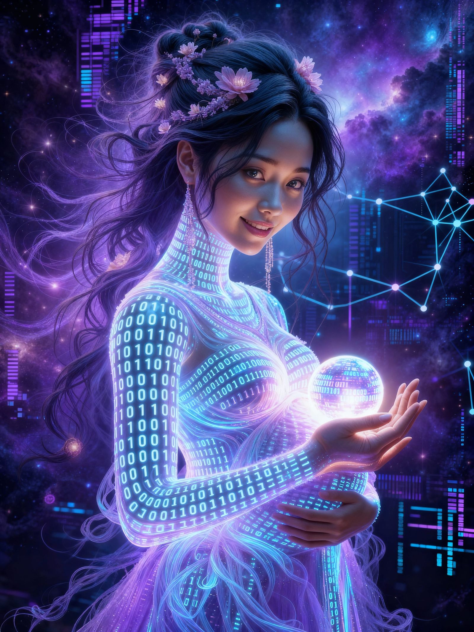 Hmong Mother of Code Holding Data Orb