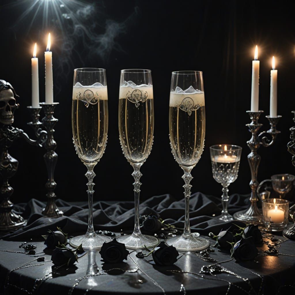 Undead Champagne Toast Haunted Glamour Cinematic Glow