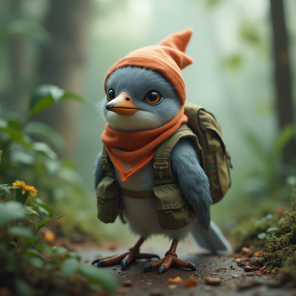 Surreal Jungle Bird in Rambo-Inspired Outfit