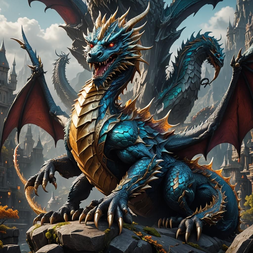 Diamond Dragon in Detailed Matte Painting Style