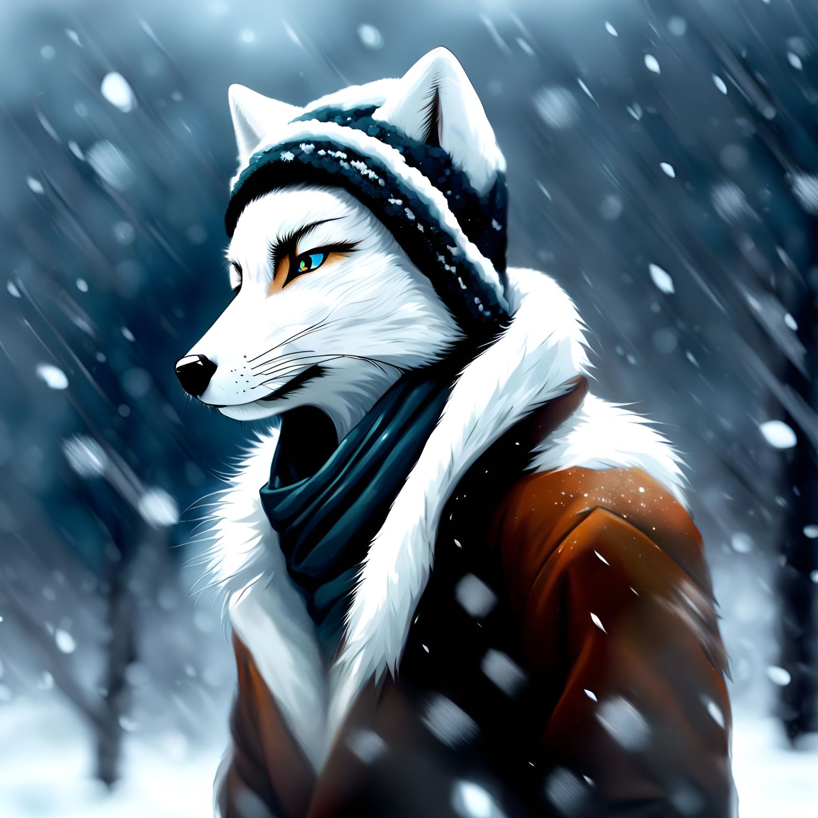 Shiroiki, arctic-fox man in the blizzard