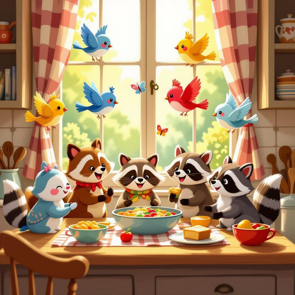Whimsical Animals Cook Together in Storybook Kitchen