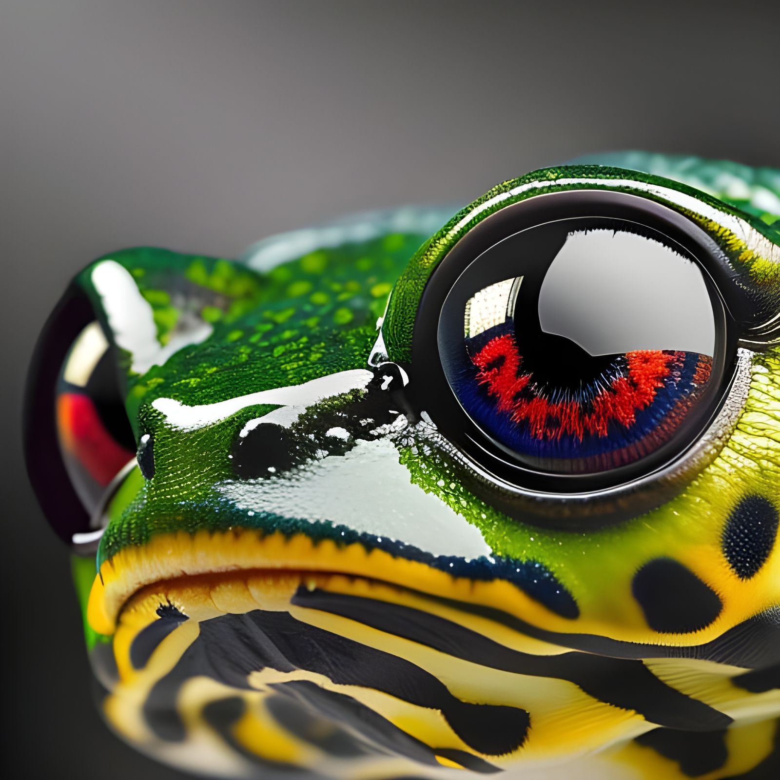 Detailed Poison Dart Frog Macro in Digital Art
