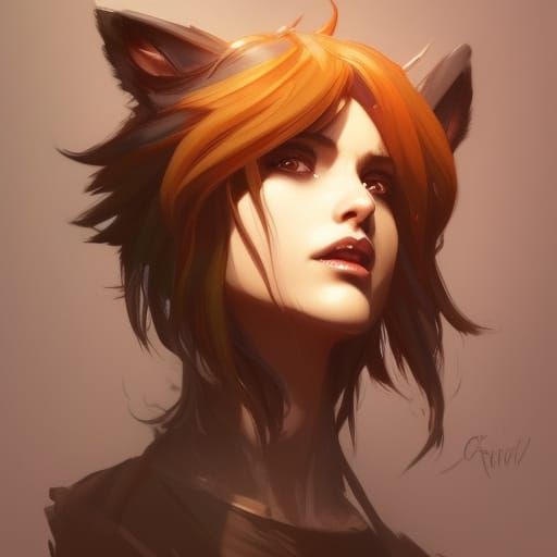 Detailed Portrait of Black Growlithe in Art Nouveau Style