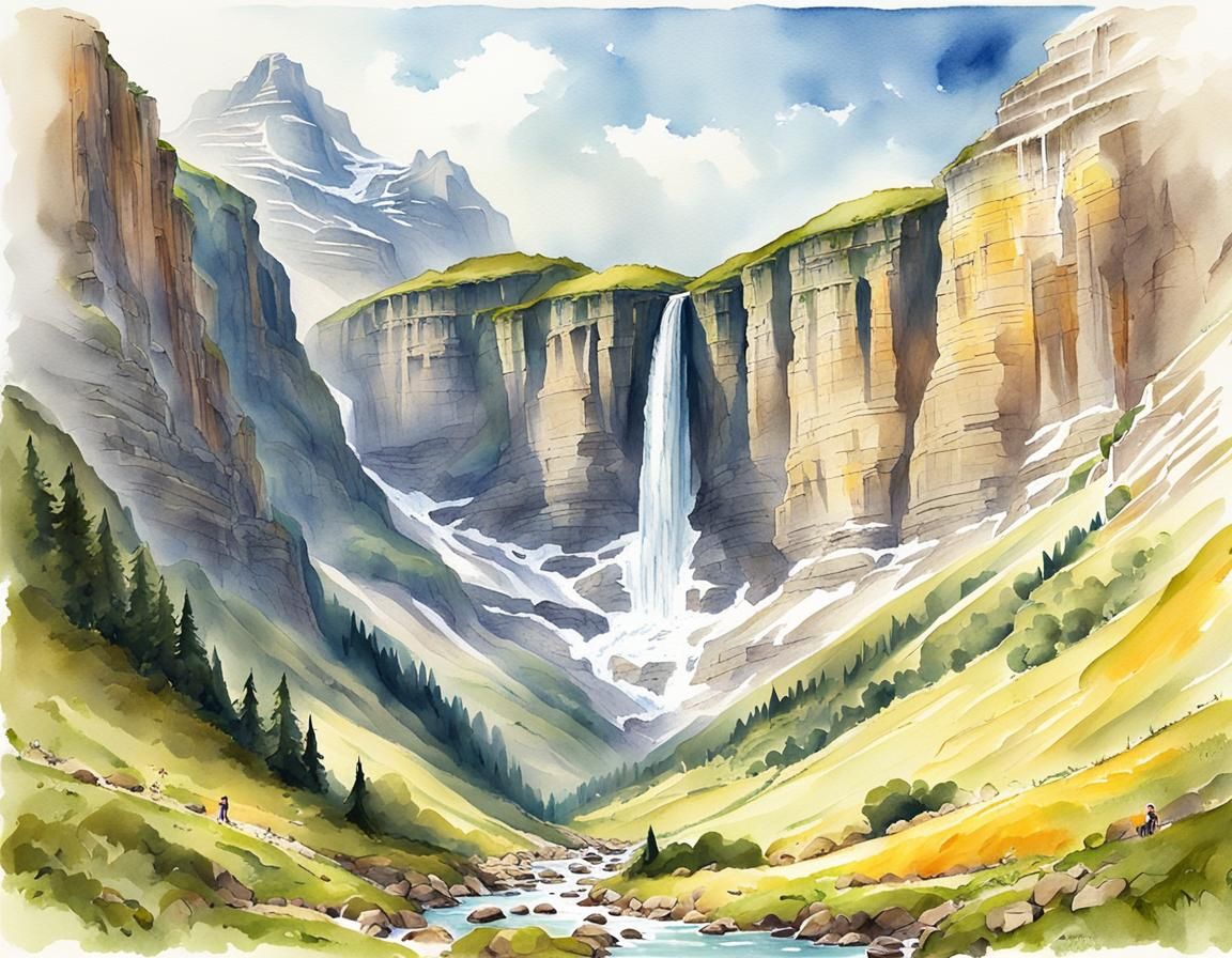 Cirque de Gavarnie: A Watercolor Storybook Scene