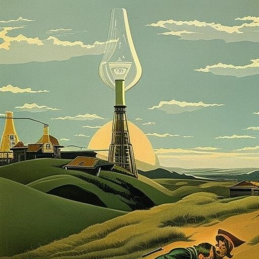 Retro Sci-Fi Toast: A Glass of Green Radiation