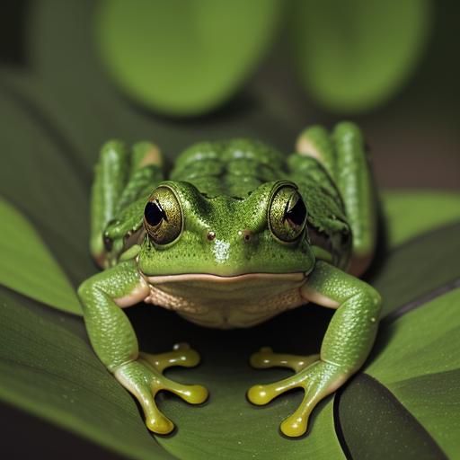 Cute Green Frog with Big Eyes in HDR