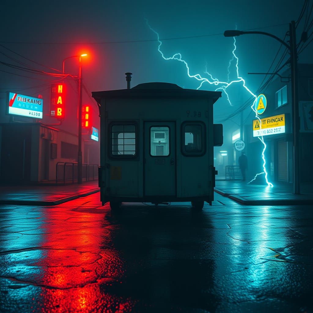 High Contrast Electric Hazard in Moody Cinematic Style