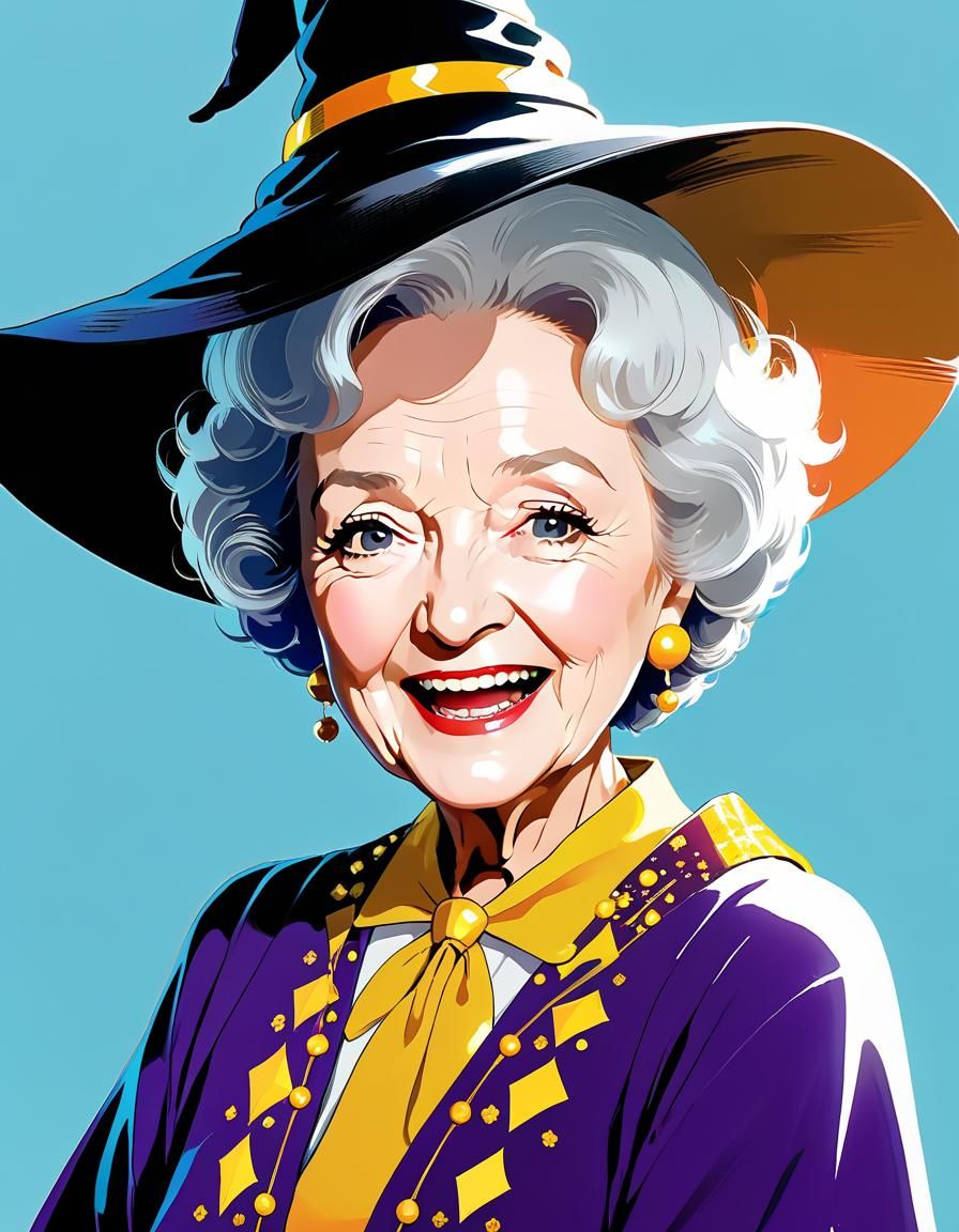 Anime Wizard Betty White Digital Illustration