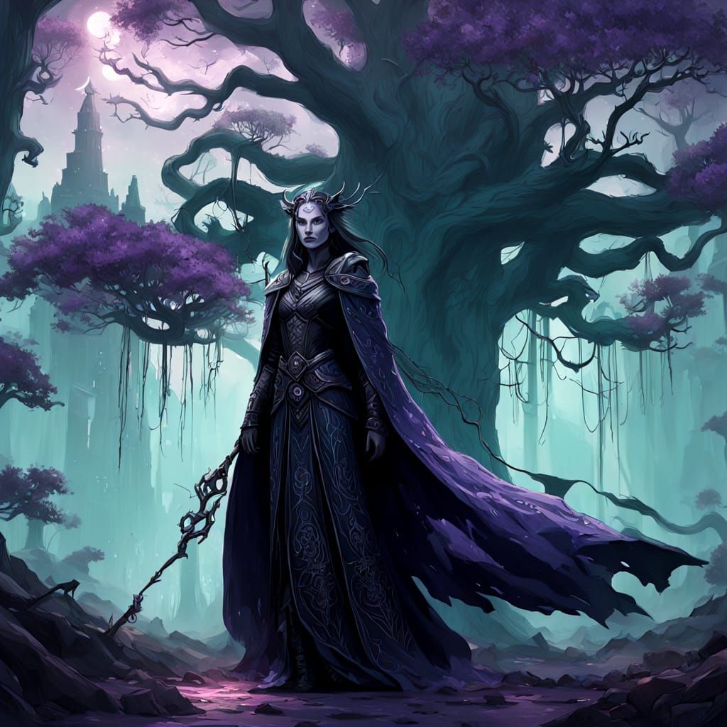 Ethereal Fantasy Queen of the Undead in Ancient Forest