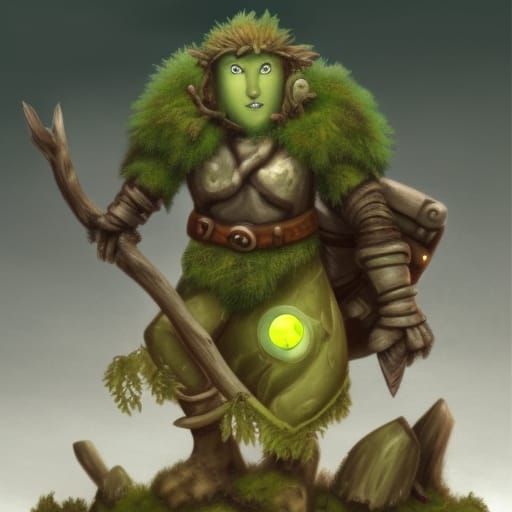 Mossy Tree-Man Adventurer Casting a Spell