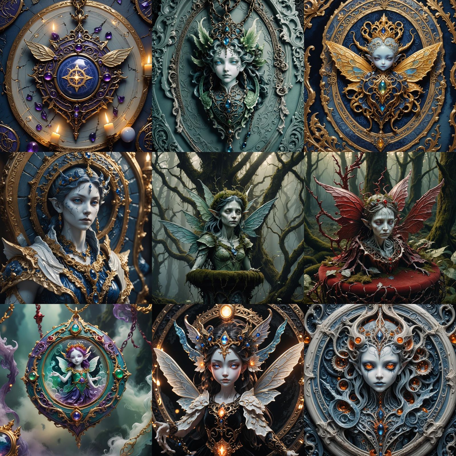 Demonic Porcelain Fairy Amulet in Detailed Matte Painting