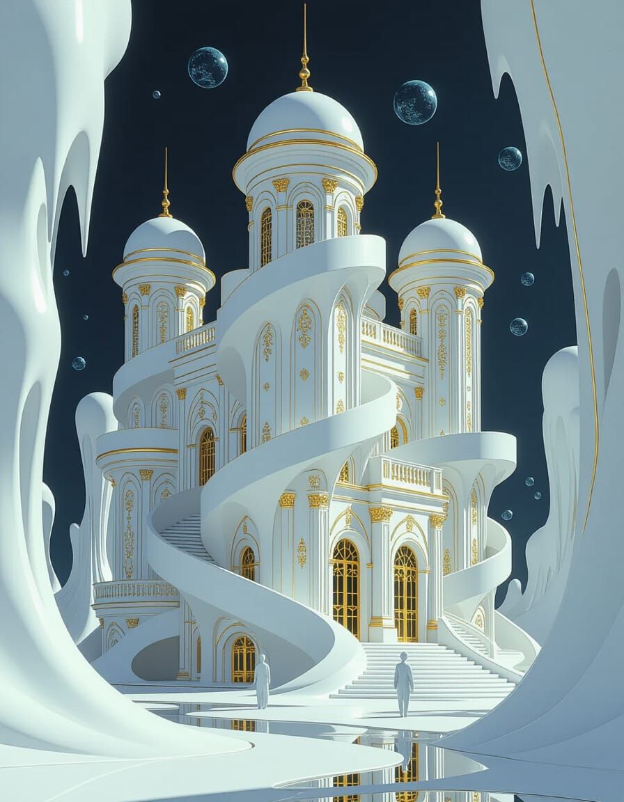 Surreal Baroque Palace Collapsing in Dreamlike State