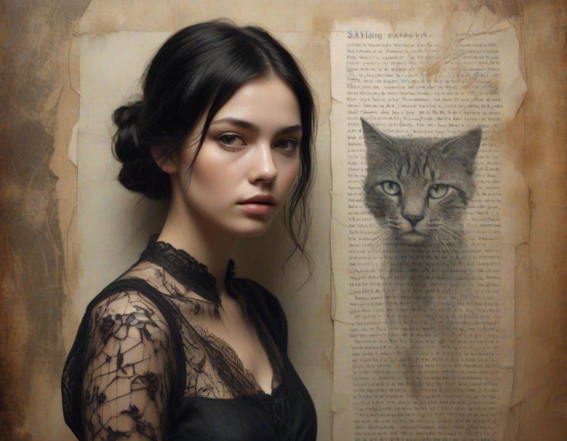 Ethereal Girls and Cats in a Distressed, Vintage-Inspired Su...