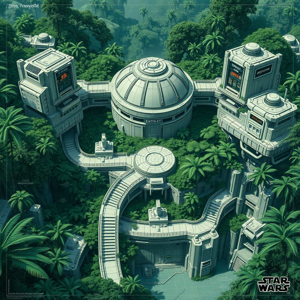 Imperial Research Facility in Jungle, Blueprint Style