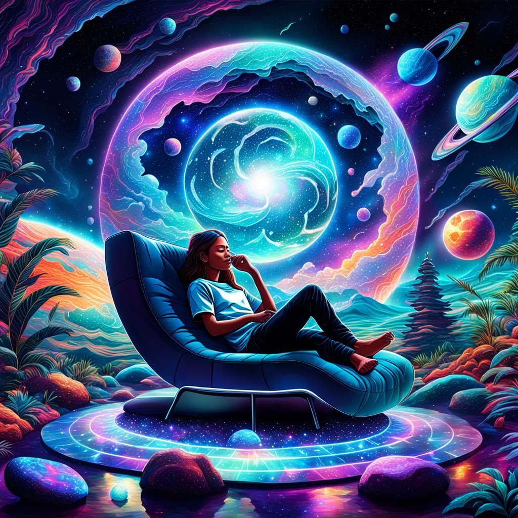 Astral Chillout Lounge in Holographic Mixed Media