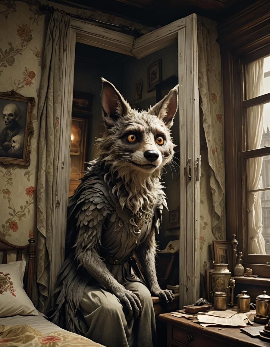 Eerie Girl in Macabre Scene