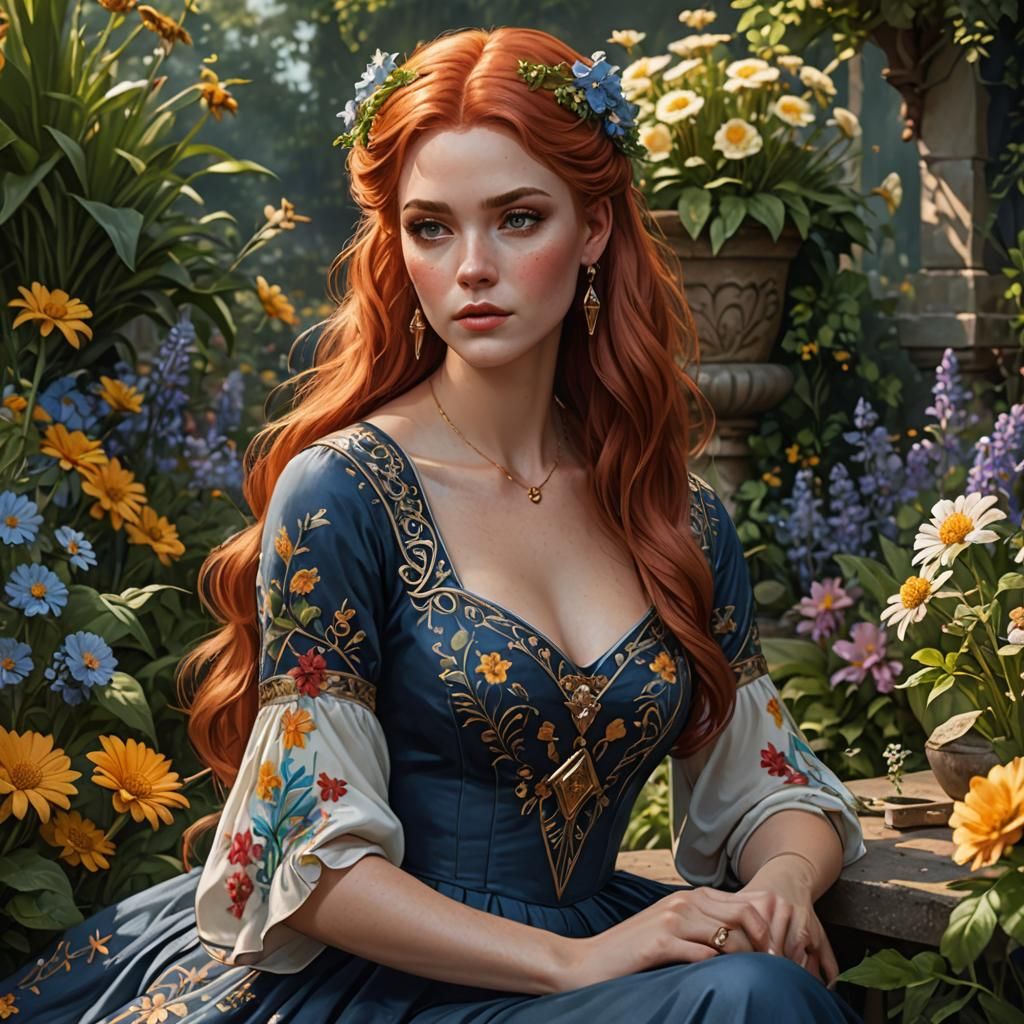 Wiccan in Ethereal Garden, Hyperdetailed Portrait