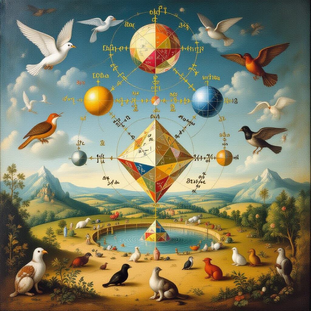 Mystical Mathematical Equations in Surreal Oil Painting