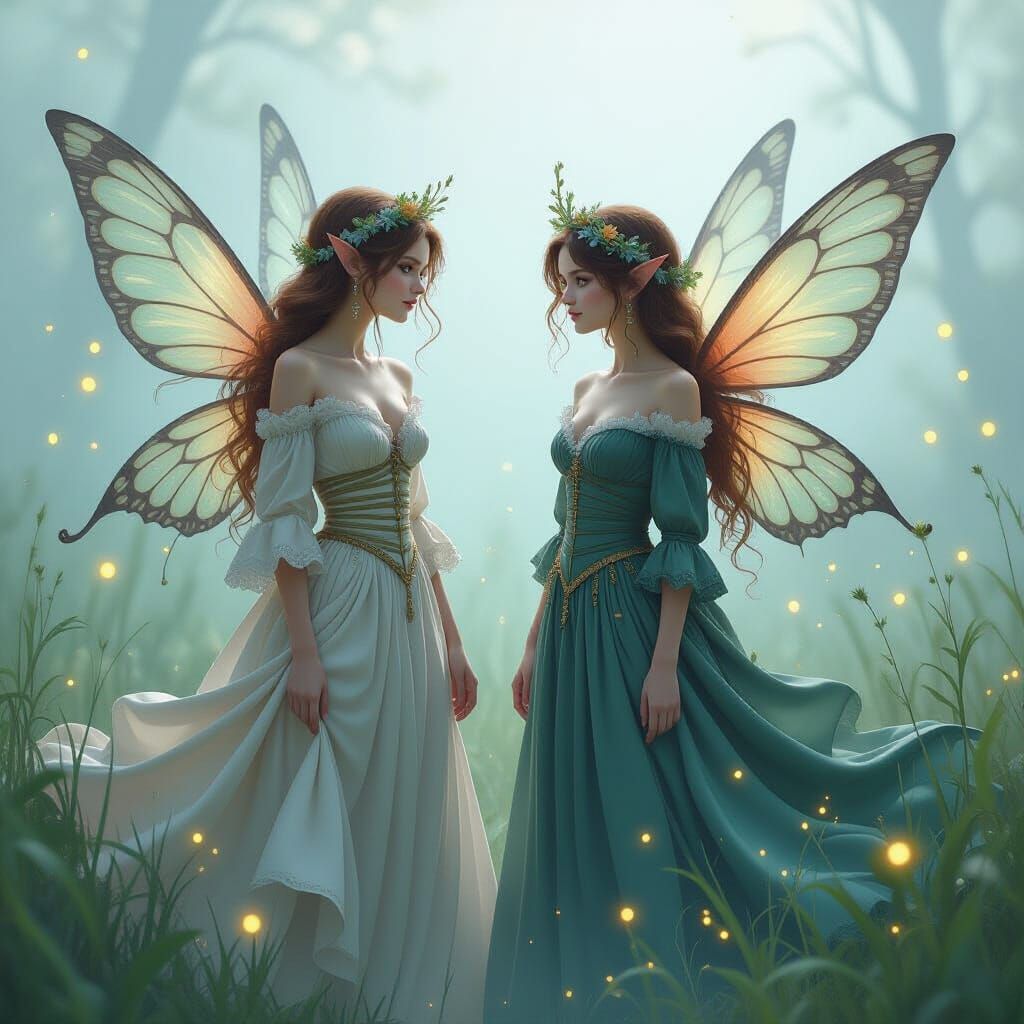 Fairies in Twinkling Mist, Digital Concept Art