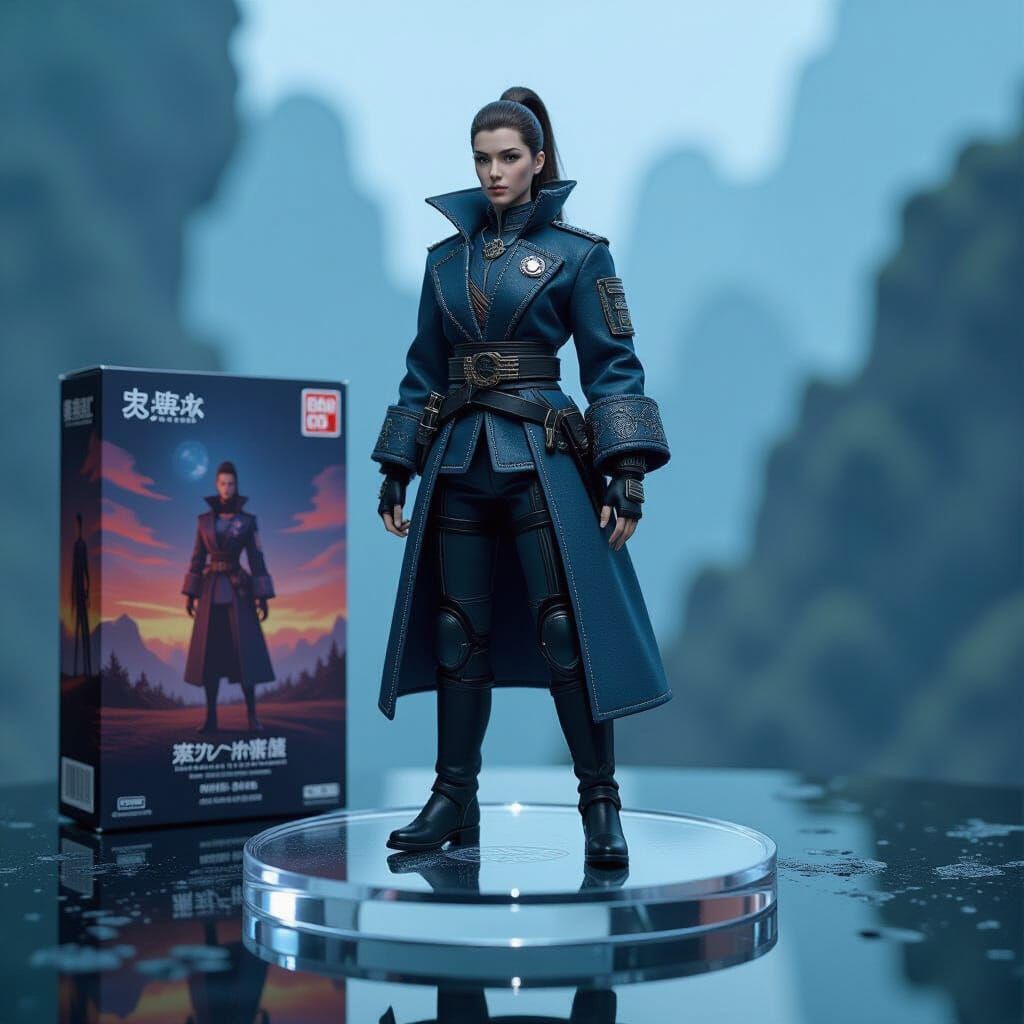 Detailed Figurine in Sci-Fi Environment