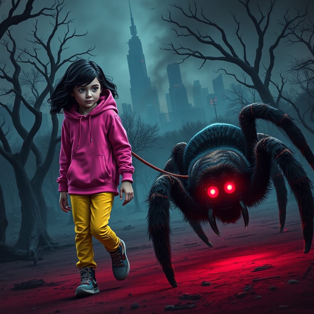 Girl and Giant Spider Stroll Through Post-Apocalyptic Ruins ...