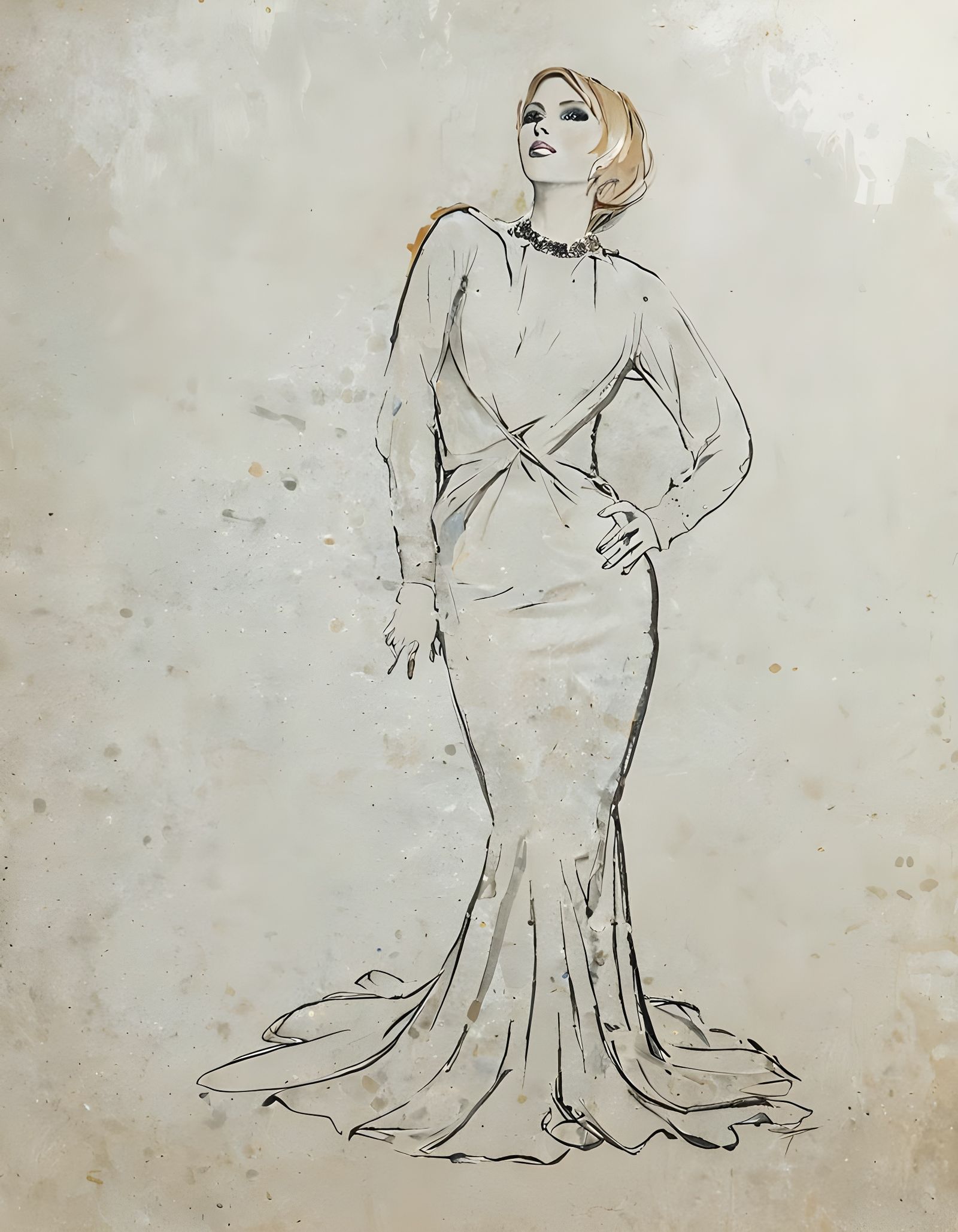 Abstract Impressionist Portrait of Raquel Welch, 1960s Style