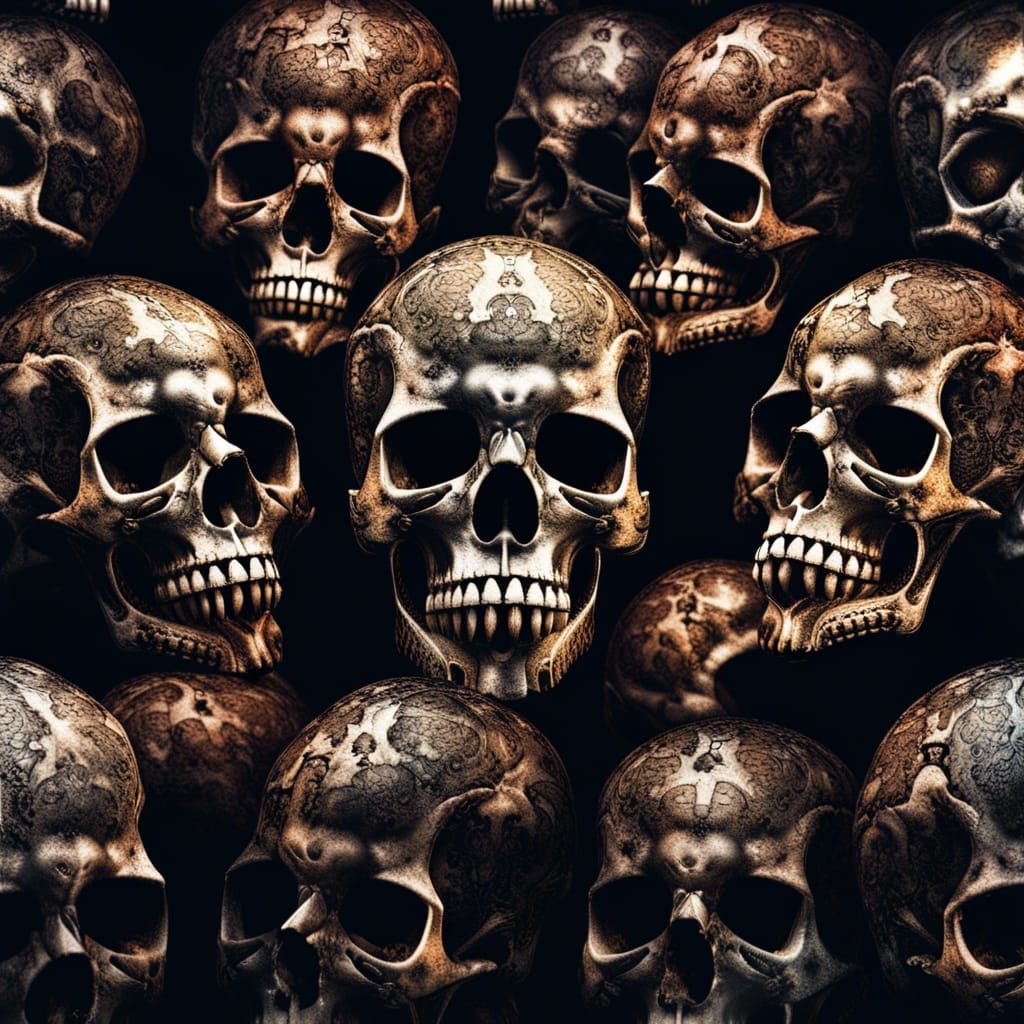 Cosmic Skulls Wallpaper in Hyperrealistic Detail