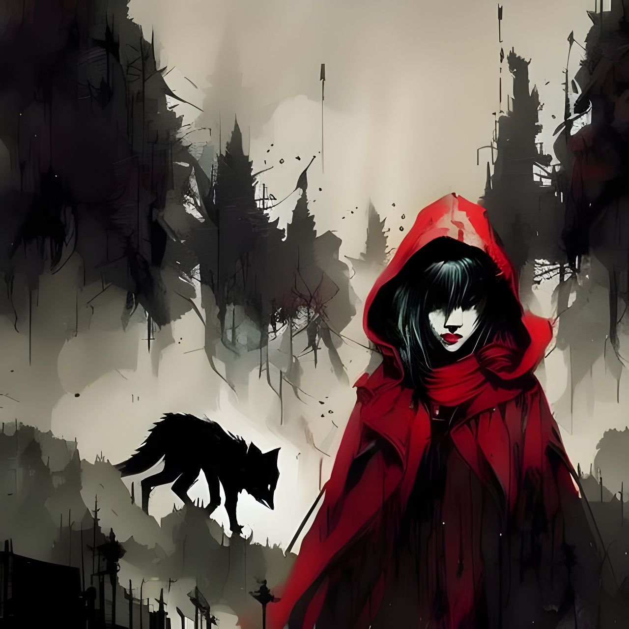 Little Red Riding Hood Double Exposure, Speedpaint Style
