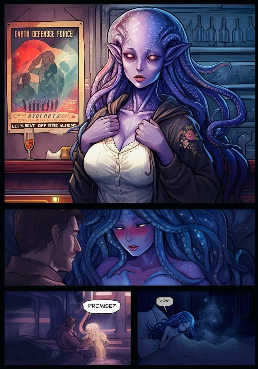 Sci-Fi Anime Graphic Novel Scene in Watercolor