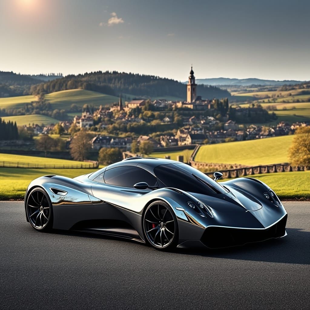 Luxury Hyper Sports Car in Futuristic French Countryside