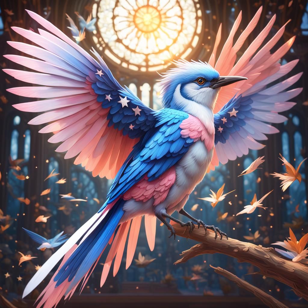Gorgeous Bird with Long Tail in Hyperdetailed Art