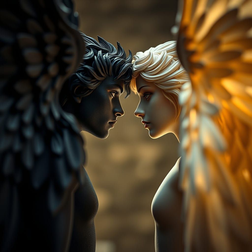 Majestic Angels with Contrasting Wings