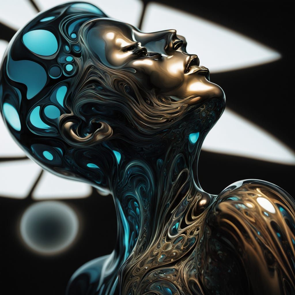 Surreal Glass Siren in Iridescent Hues