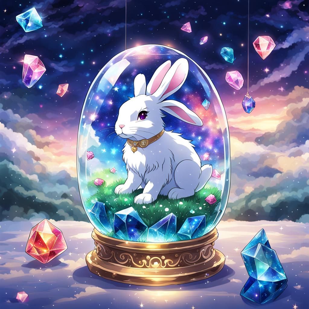 Jeweled Magical Rabbit in Crystal Glass, Anime Style