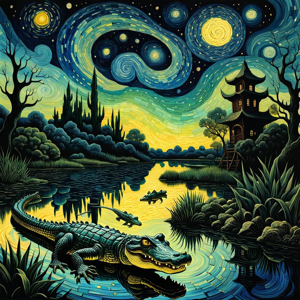 Midnight Enchanted Cajun alligator hunt