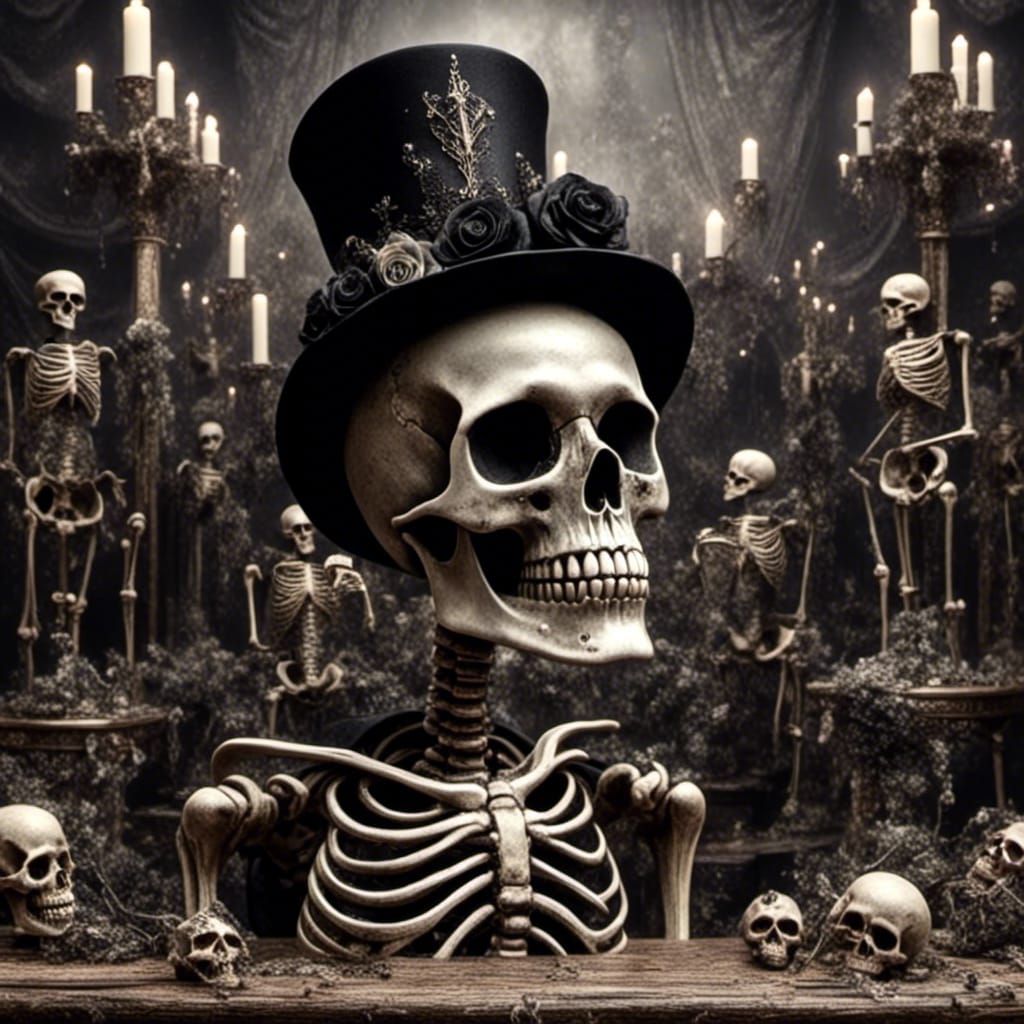 Skeleton Danse Macabre in 1950s Ballroom