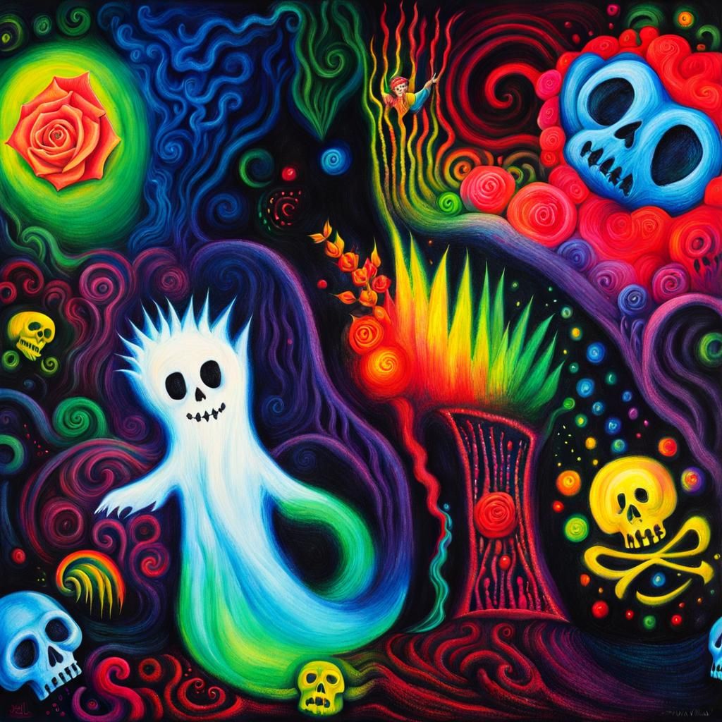 Surreal Ghost with Fairy in Rayograph Style