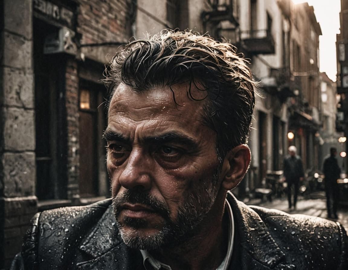 Intense Gangster Gaze in Noir Street Photography