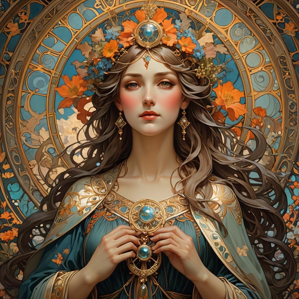 Art Nouveau Woman Representing Faith