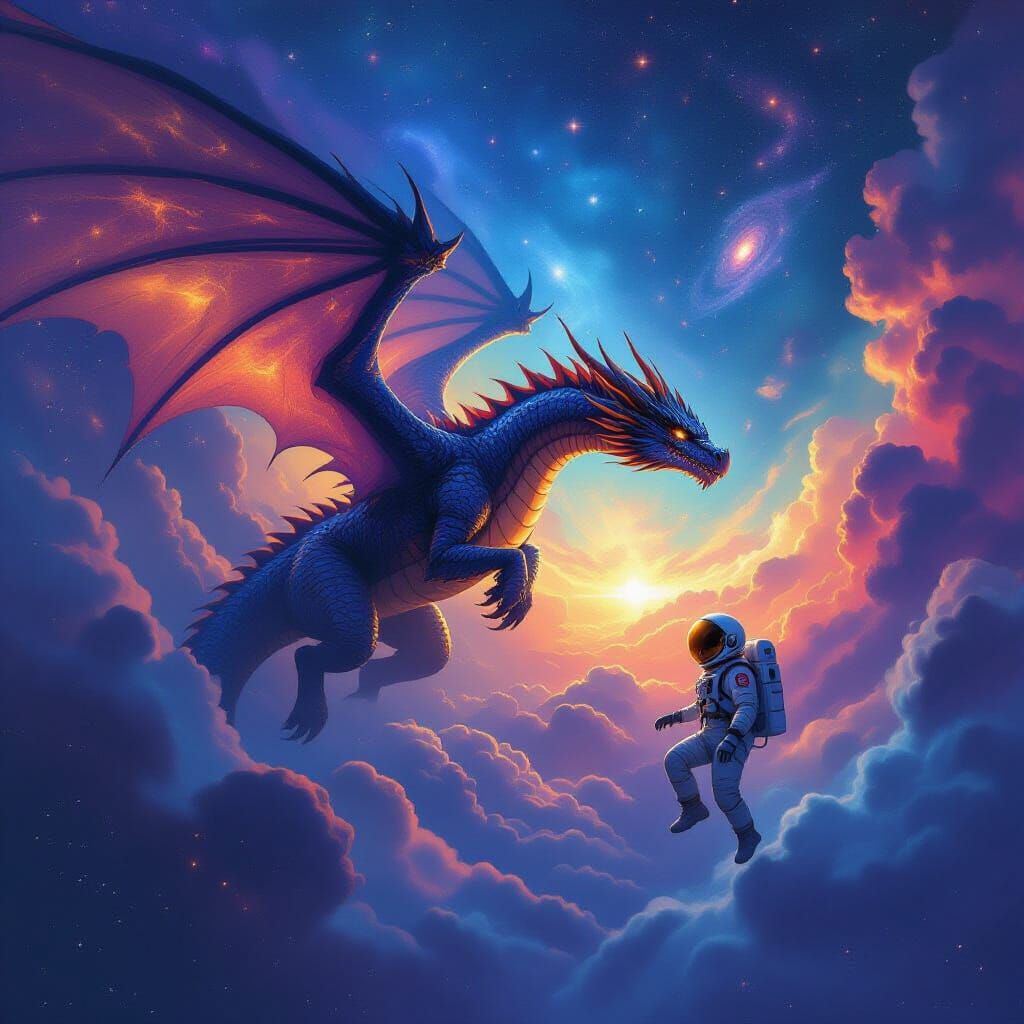 Majestic Dragon Soars Through Cosmic Nebula
