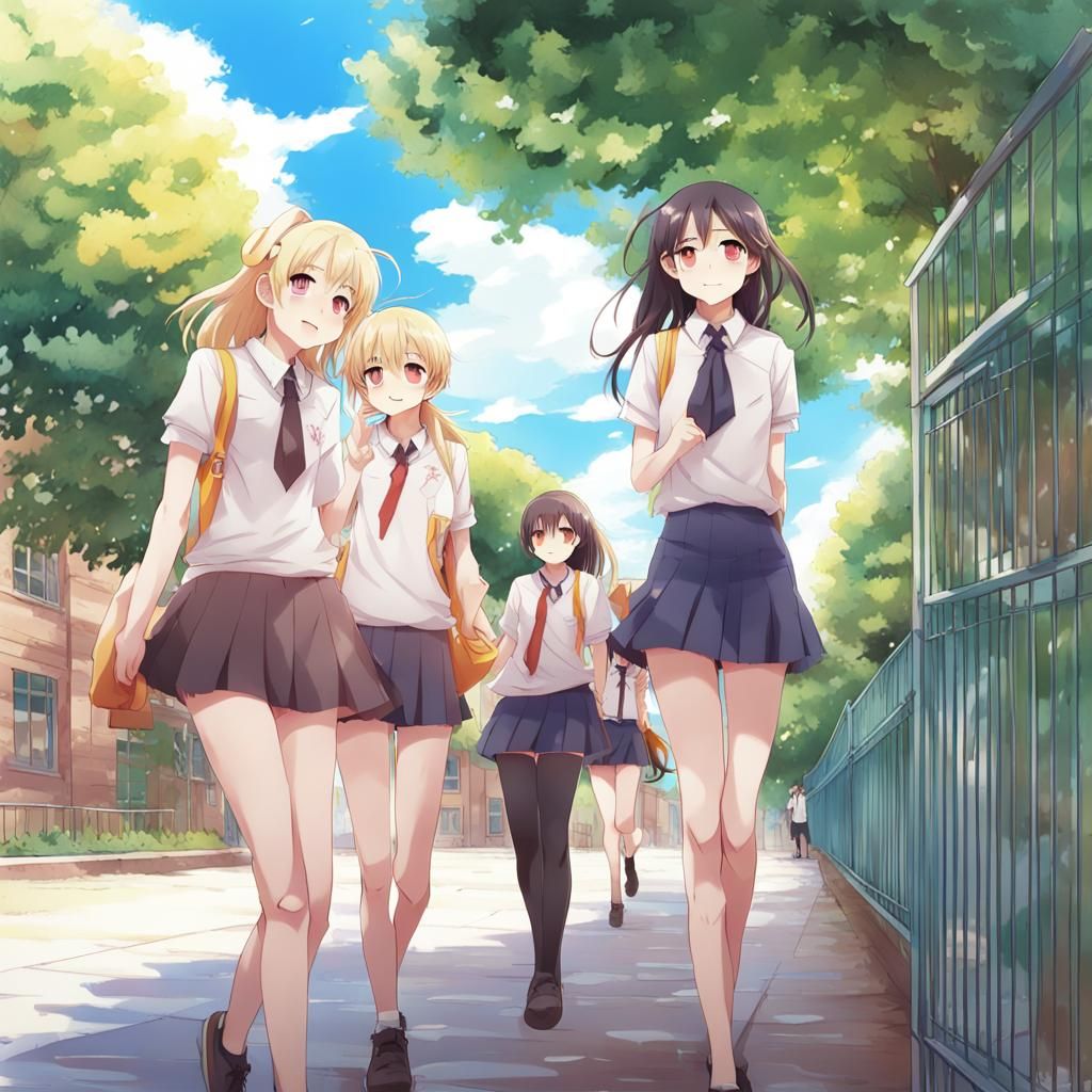 Anime Style High School Scene on a Bright Day