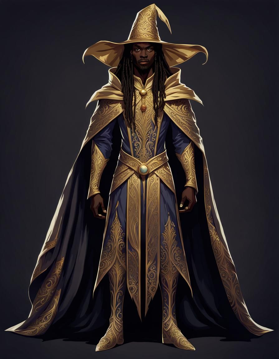 Dark Elf Wizard in Art Deco Gothic Style