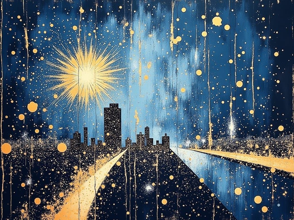 Majestic Fireworks Spiraling Over Winter NYC