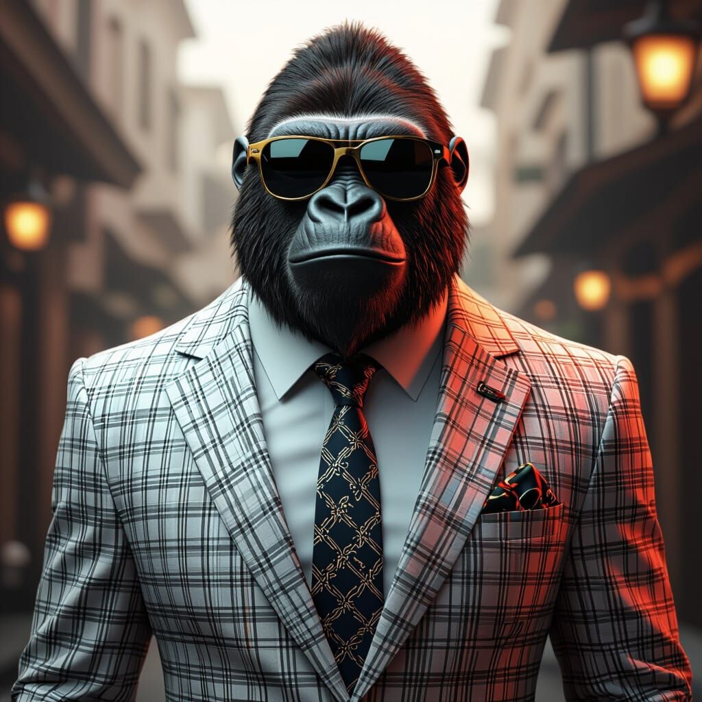 Gorilla in Versace and Lacoste, 3D Rendered
