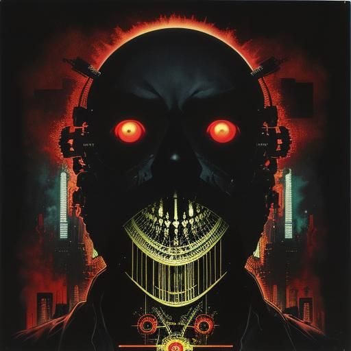 Demonic Analog Horror in Cyberpunk Style
