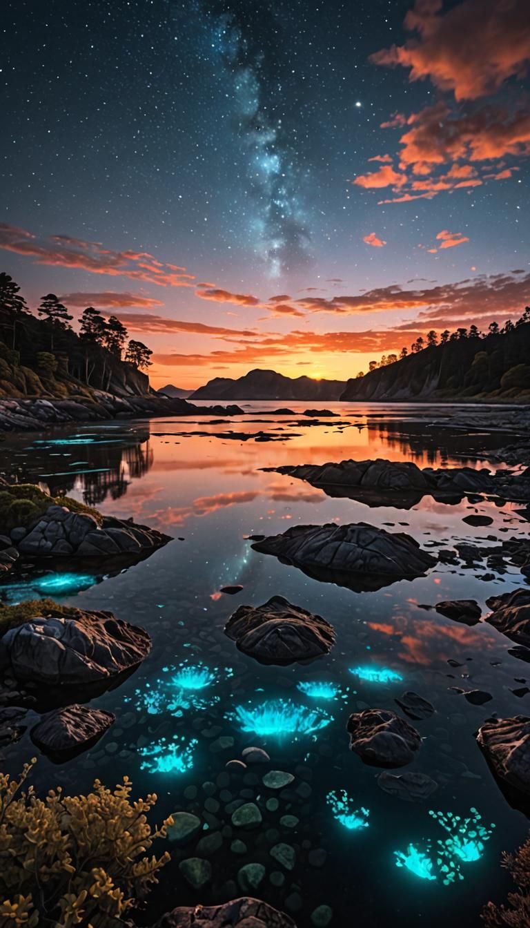 Bioluminescent Sunrise Digital Illustration
