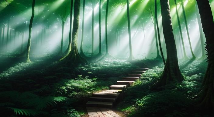 Cyborgs in a Glowing Forest