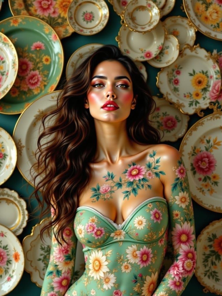 Elegant Warrior in Floral Armor