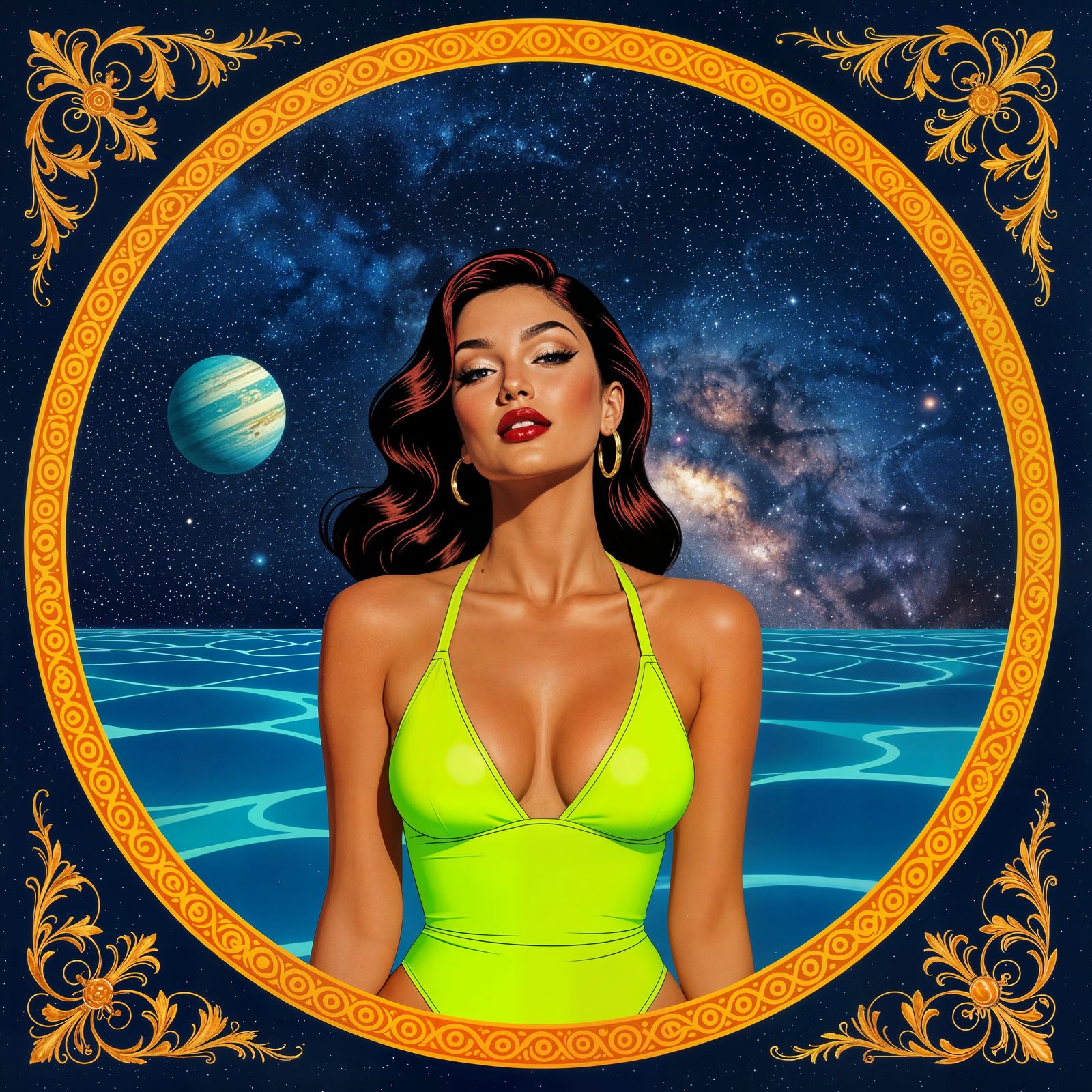 Cosmic Woman in Pulp Art Nouveau Style